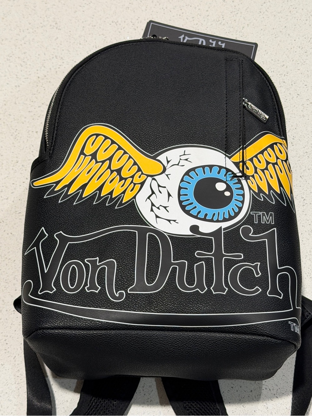 Von Dutch Black Backpack Eye Wings Graphic Y2K 2000s Bag New (small/medium) NWT